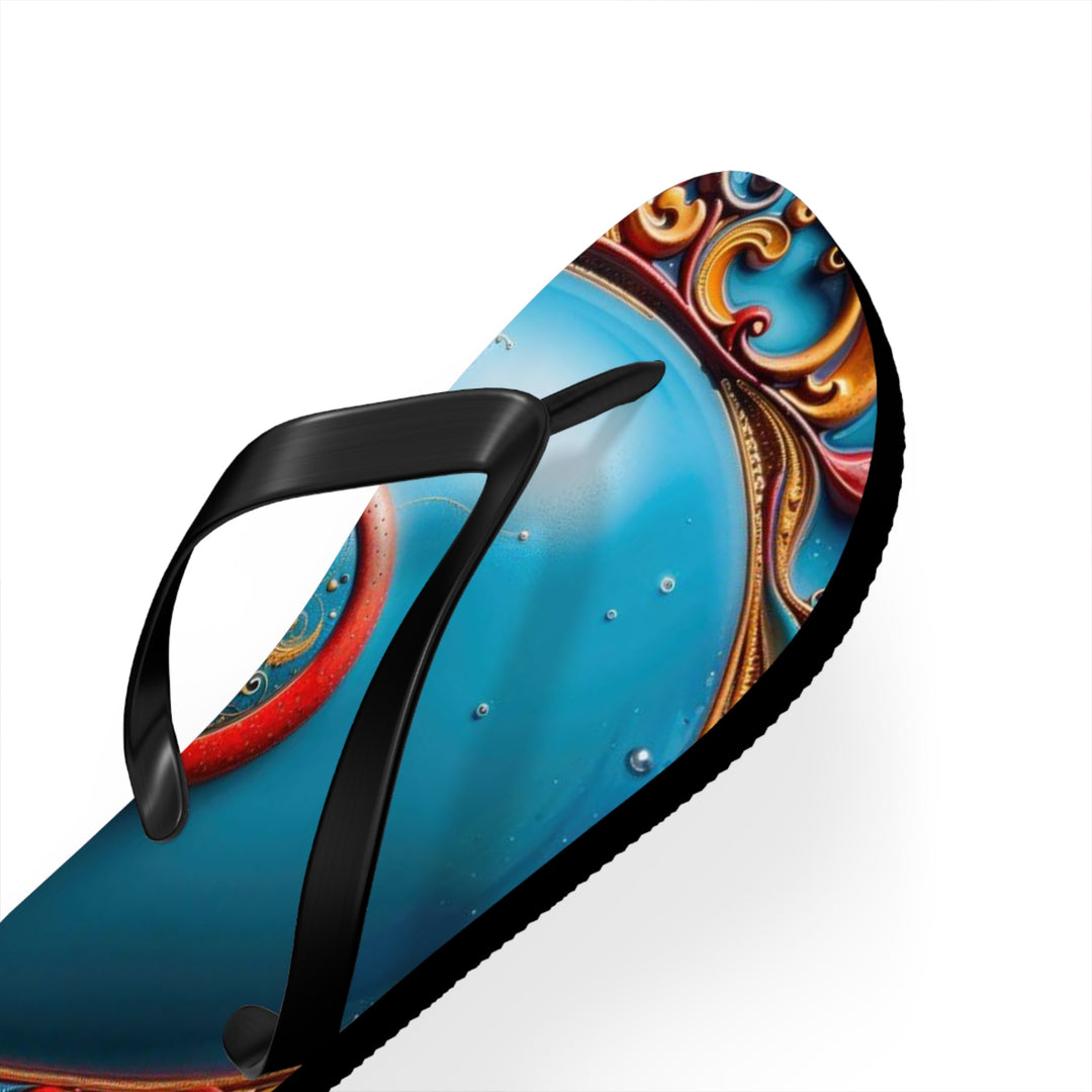 Ornate Heart Mandala - Flip Flops - Shoes - g(0D·IO) - XL - Black sole -