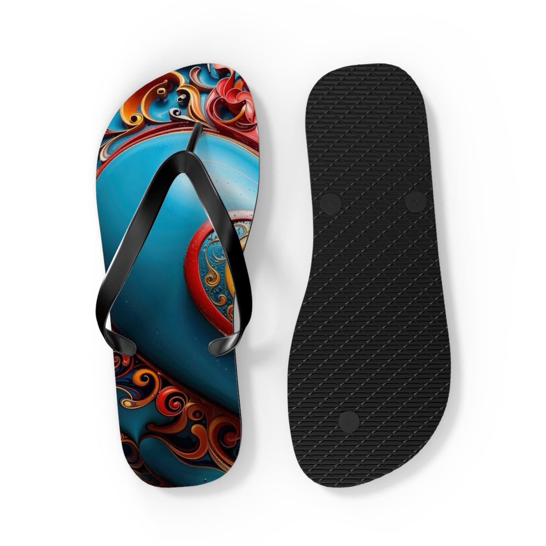 Ornate Heart Mandala - Flip Flops - Shoes - g(0D·IO) - XL - Black sole -