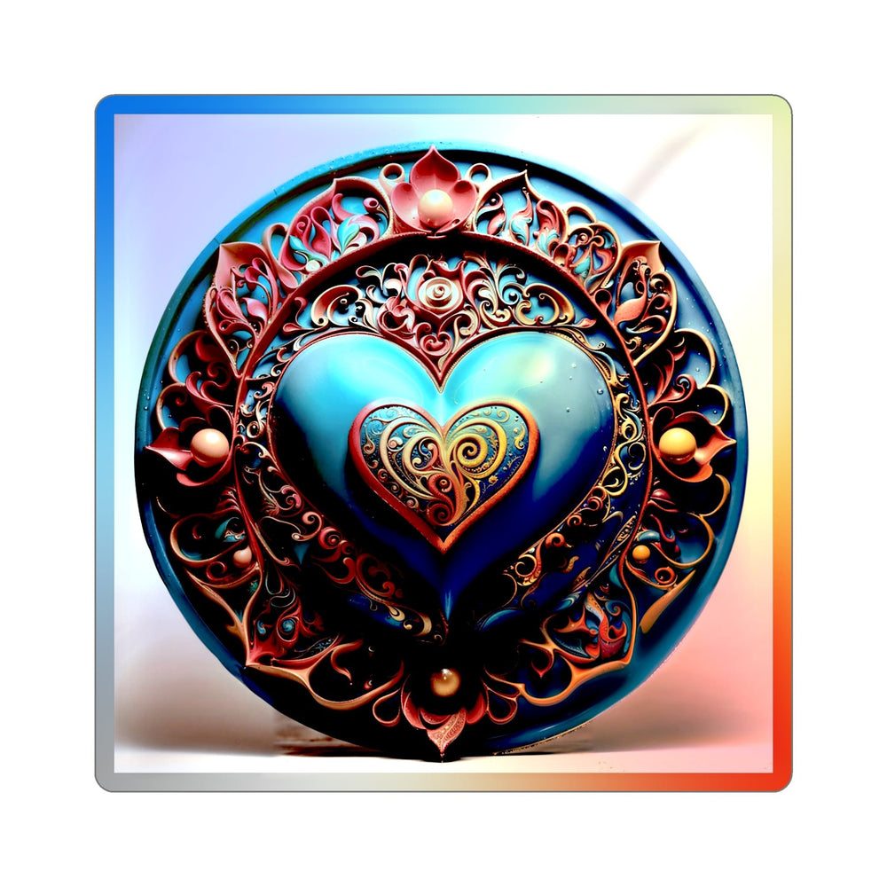 Ornate Heart Mandala - Holographic Die-Cut Sticker - Paper products - g(0D·IO) - 3" × 3" - Die-Cut - Holographic