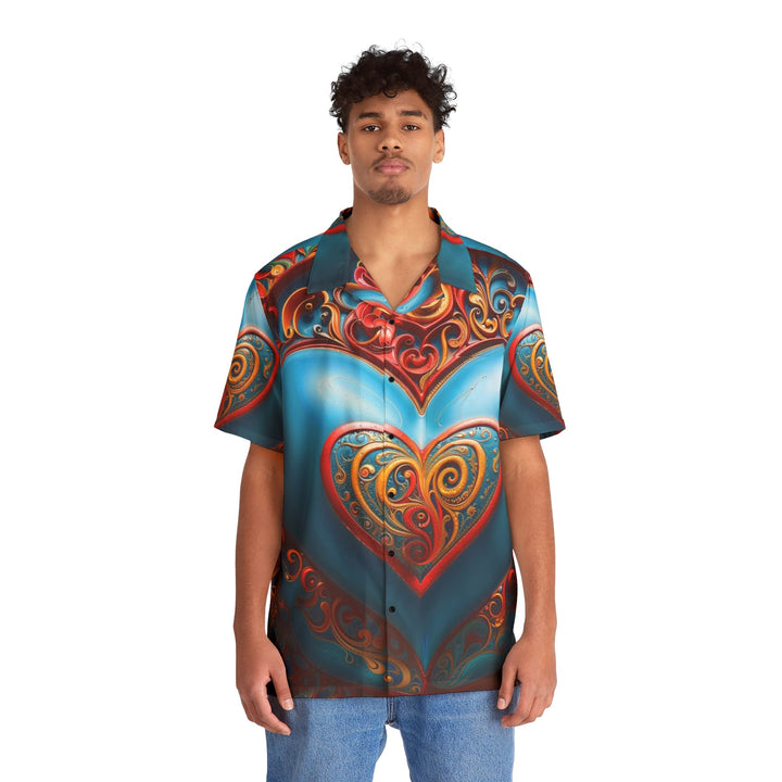 Ornate Heart Mandala - Men's Hawaiian Shirt - All Over Prints - g(0D·IO) - S - Black -