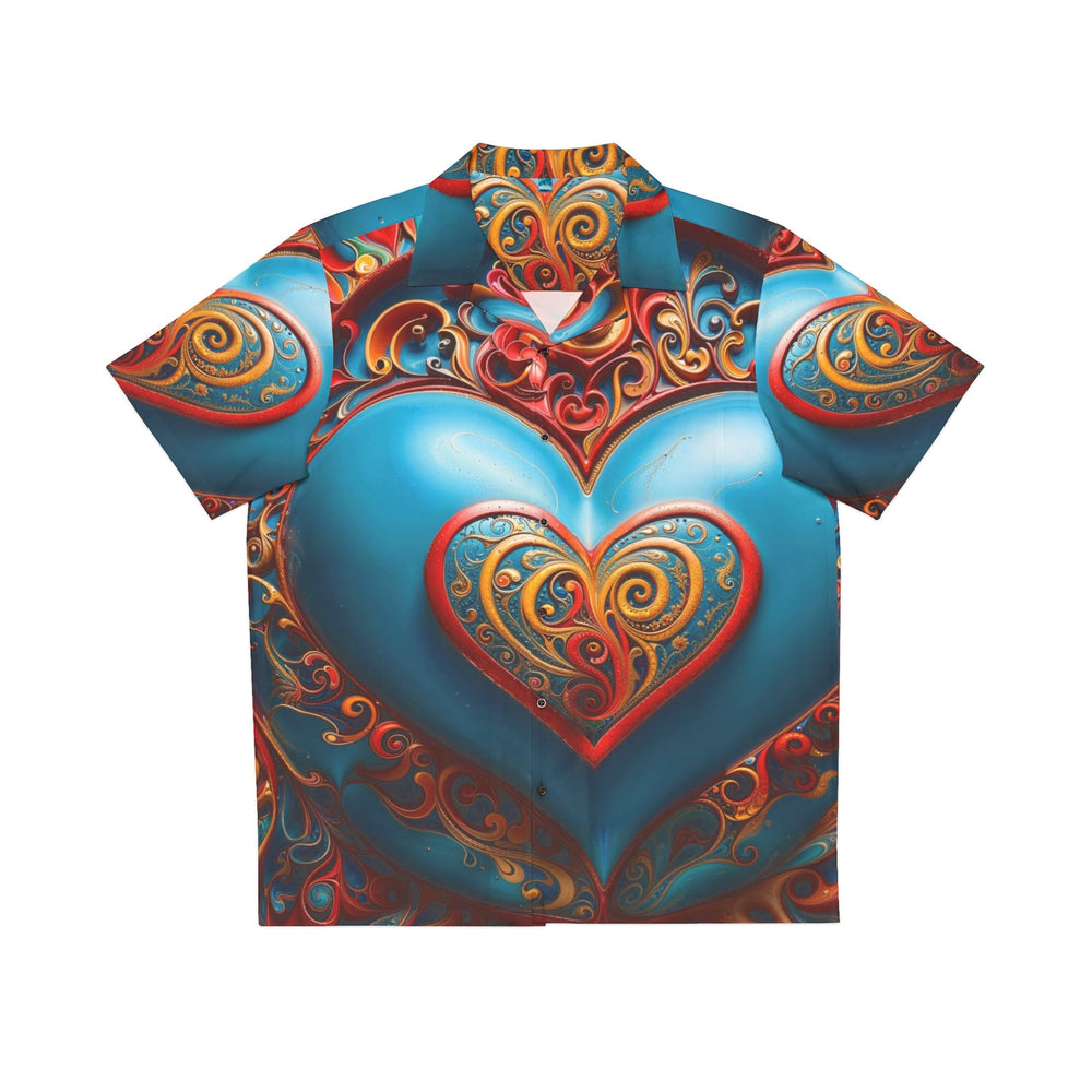 Ornate Heart Mandala - Men's Hawaiian Shirt - All Over Prints - g(0D·IO) - S - Black -