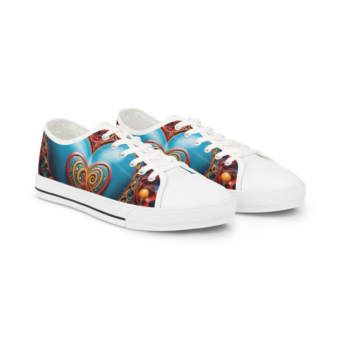 Ornate Heart Mandala - Men's Lowtop Sneakers - Shoes - g(0D·IO) - US 5 - White sole -