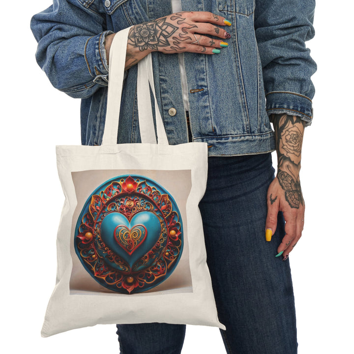 Ornate Heart Mandala - Natural Tote Bag - Bags - g(0D·IO) - 15" x 16" - Natural -