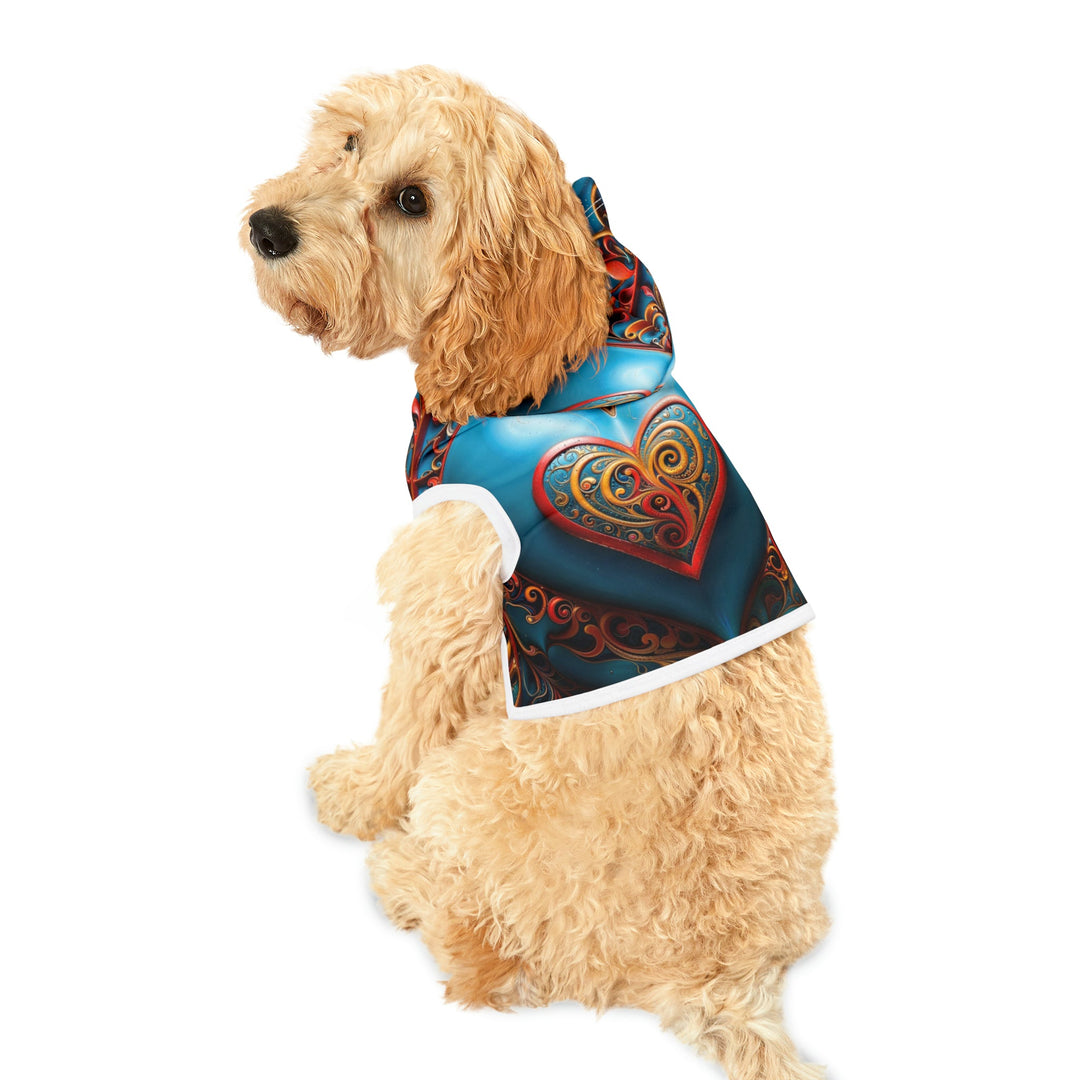 Ornate Heart Mandala - Pet Hoodie - Pets - g(0D·IO) - XXS - Black Rib -