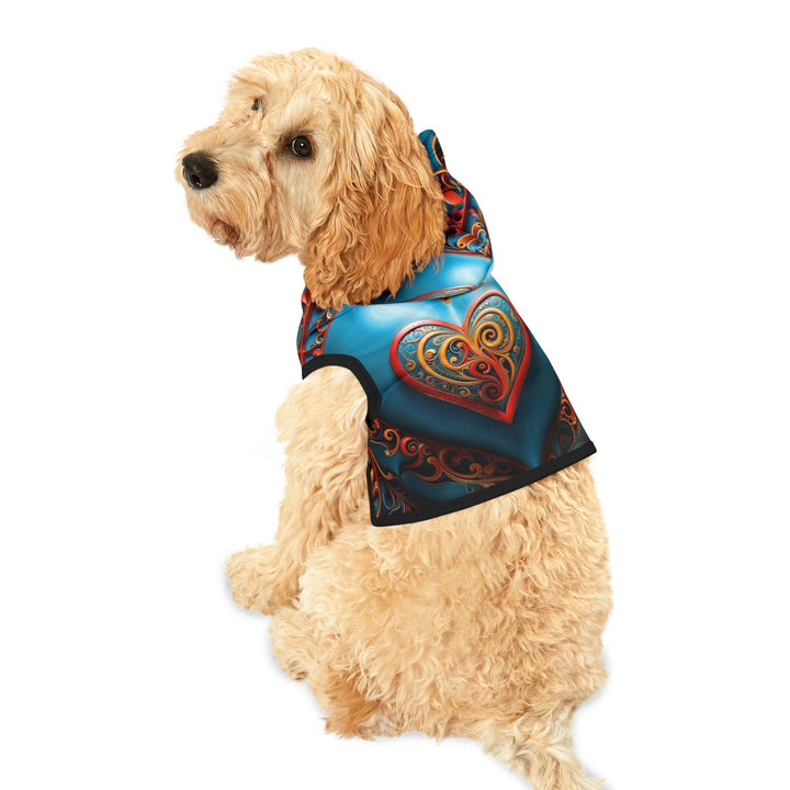 Ornate Heart Mandala - Pet Hoodie - Pets - g(0D·IO) - XXS - Black Rib -