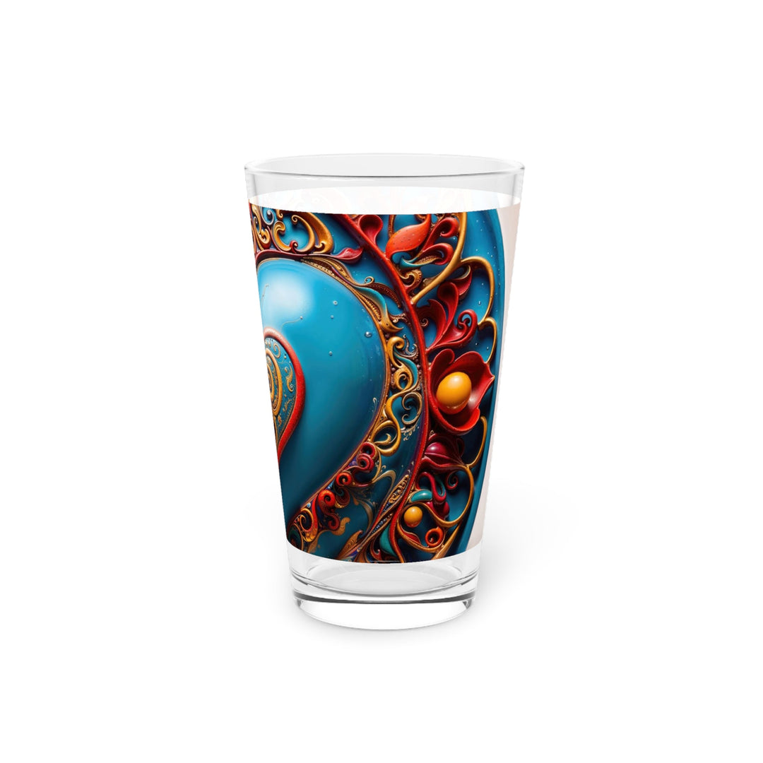 Ornate Heart Mandala - Pint Glass - Mug - g(0D·IO) - 16oz - -