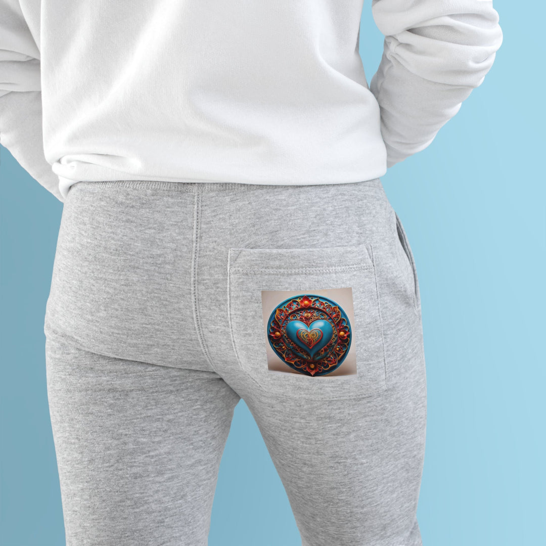 Ornate Heart Mandala - Premium Fleece Joggers - Trousers - g(0D·IO) - Charcoal Heather - M -