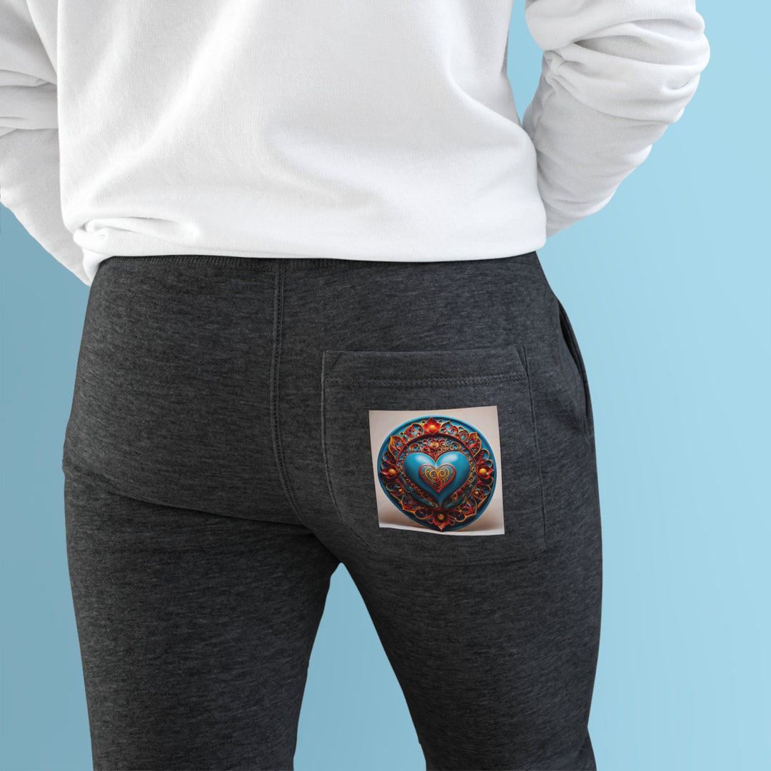 Ornate Heart Mandala - Premium Fleece Joggers - Trousers - g(0D·IO) - Charcoal Heather - M -