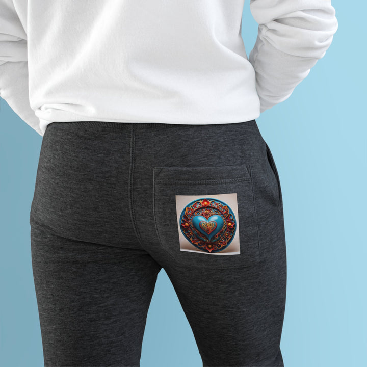 Ornate Heart Mandala - Premium Fleece Joggers - Trousers - g(0D·IO) - Charcoal Heather - M -