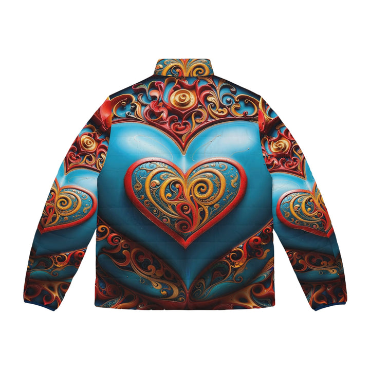 Ornate Heart Mandala - Puffer Jacket - All Over Prints - g(0D·IO) - S - Black zipper -