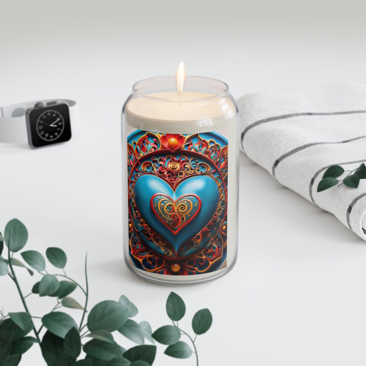 Ornate Heart Mandala - Scented Candle - Home Decor - g(0D·IO) - Vanilla Bean - 13.75oz -