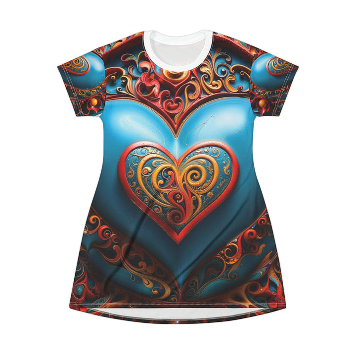 Ornate Heart Mandala - T-Shirt Dress - All Over Prints - g(0D·IO) - XS - -