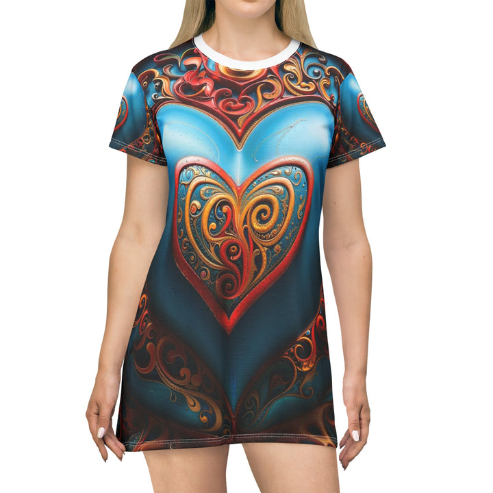 Ornate Heart Mandala - T-Shirt Dress - All Over Prints - g(0D·IO) - XS - -