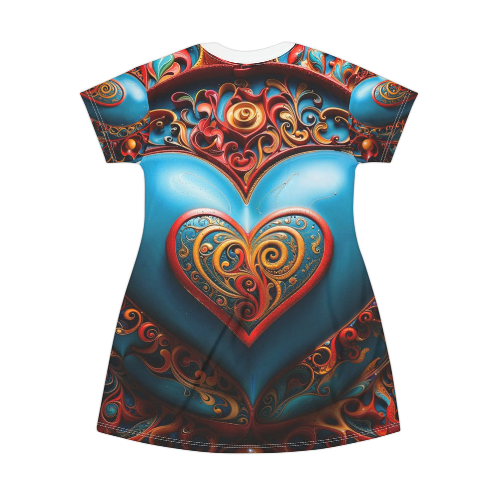 Ornate Heart Mandala - T-Shirt Dress - All Over Prints - g(0D·IO) - XS - -