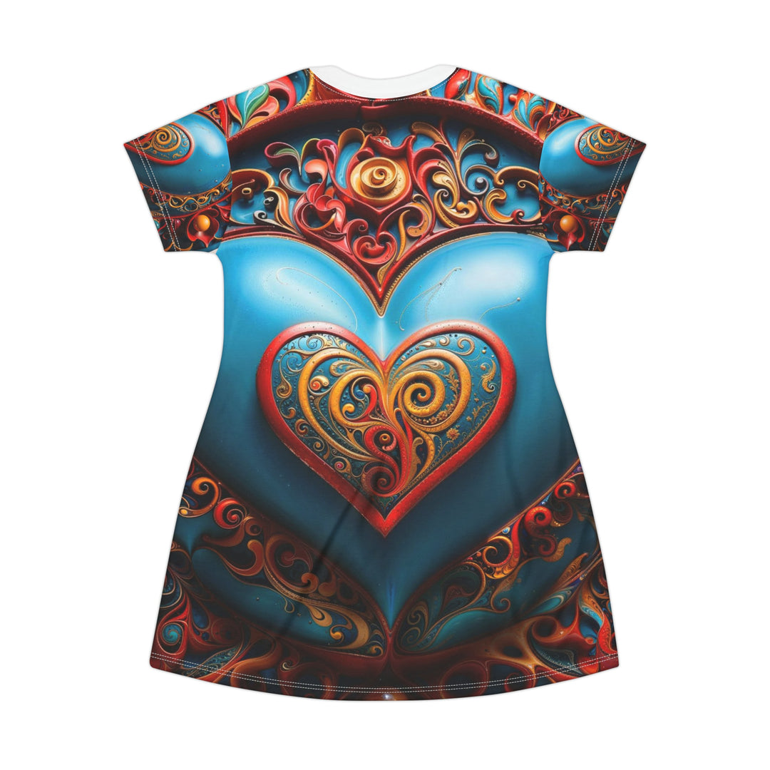 Ornate Heart Mandala - T-Shirt Dress - All Over Prints - g(0D·IO) - XS - -