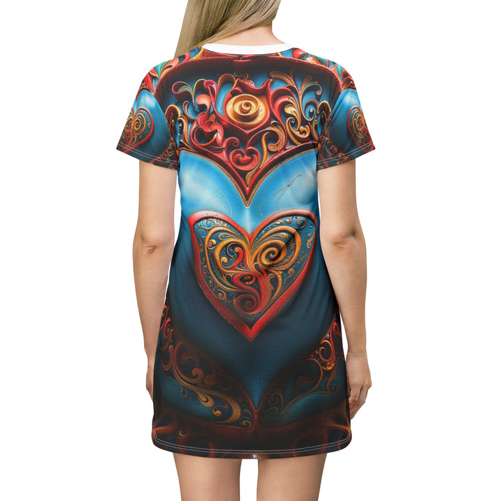 Ornate Heart Mandala - T-Shirt Dress - All Over Prints - g(0D·IO) - XS - -