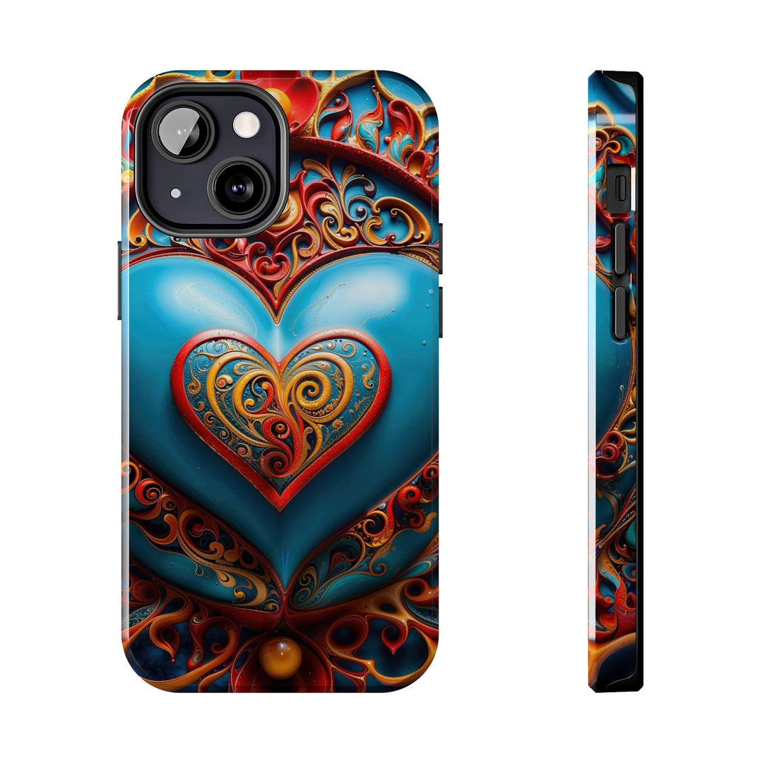 Ornate Heart Mandala - Tough Phone Case - Phone Case - g(0D·IO) - iPhone 13 Mini - -