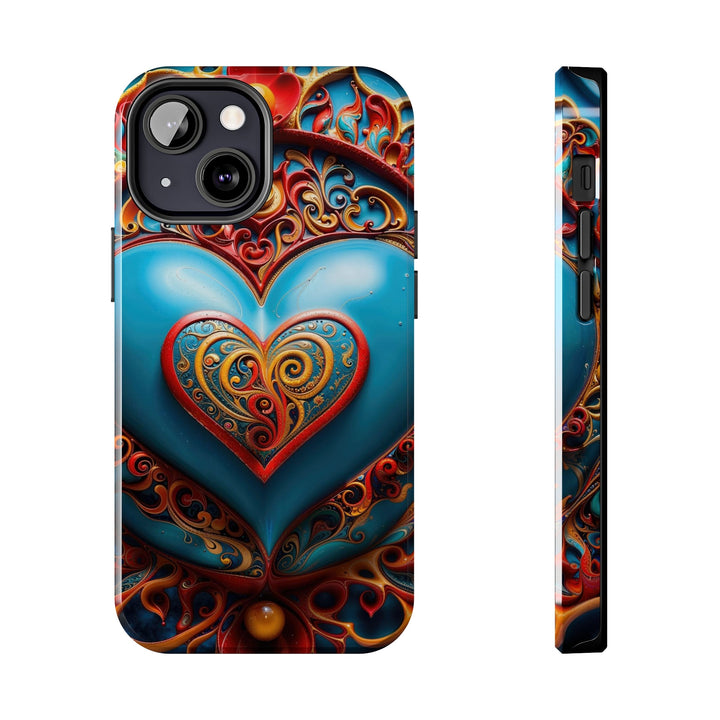 Ornate Heart Mandala - Tough Phone Case - Phone Case - g(0D·IO) - iPhone 13 Mini - -