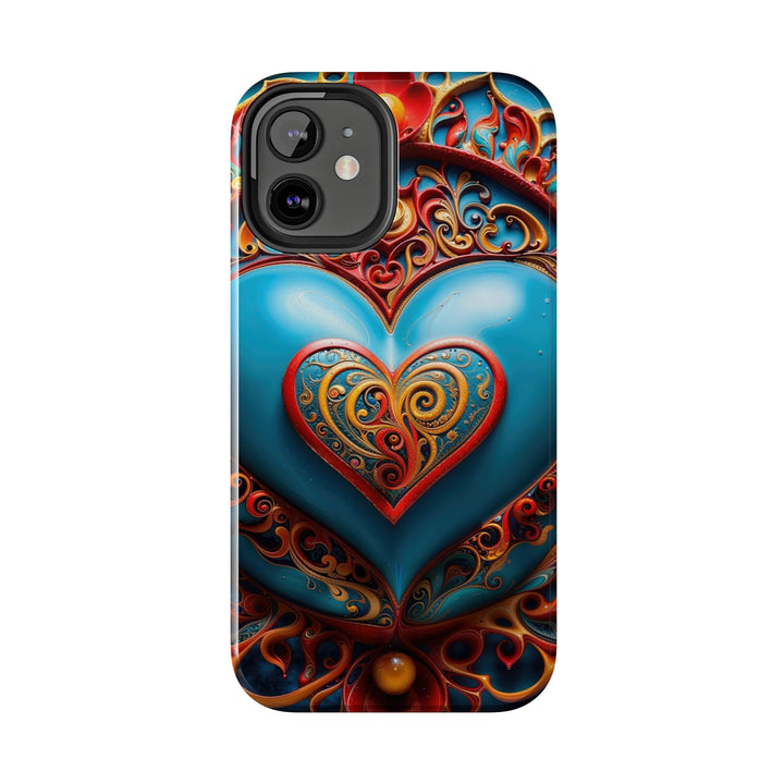 Ornate Heart Mandala - Tough Phone Case - Phone Case - g(0D·IO) - iPhone 13 Mini - -