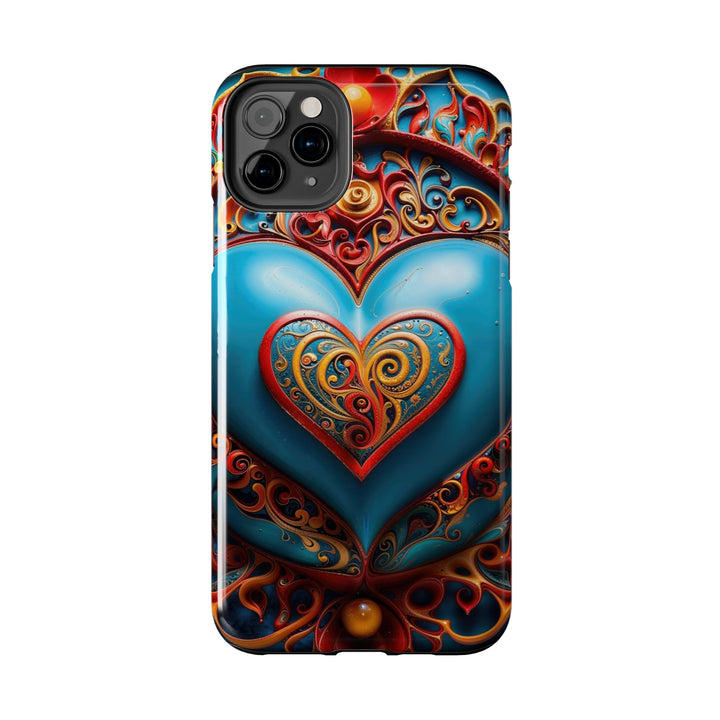 Ornate Heart Mandala - Tough Phone Case - Phone Case - g(0D·IO) - iPhone 13 Mini - -