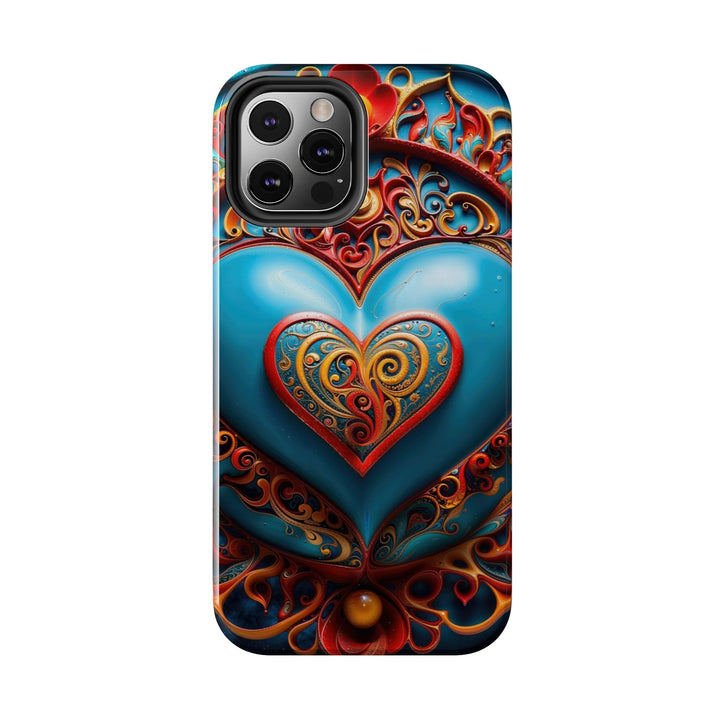 Ornate Heart Mandala - Tough Phone Case - Phone Case - g(0D·IO) - iPhone 13 Mini - -
