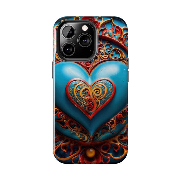 Ornate Heart Mandala - Tough Phone Case - Phone Case - g(0D·IO) - iPhone 13 Mini - -
