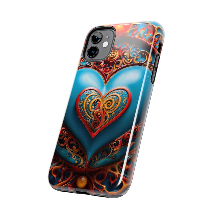 Ornate Heart Mandala - Tough Phone Case - Phone Case - g(0D·IO) - iPhone 13 Mini - -