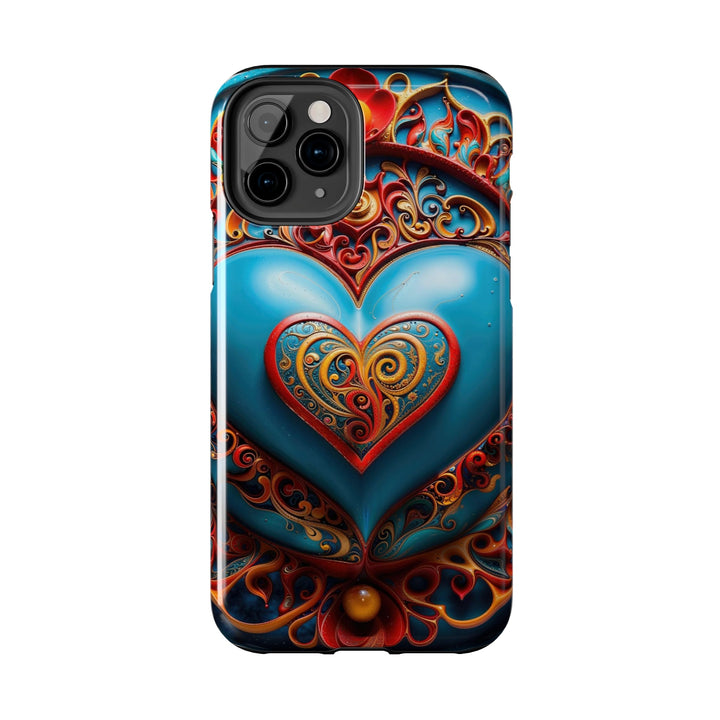 Ornate Heart Mandala - Tough Phone Case - Phone Case - g(0D·IO) - iPhone 13 Mini - -