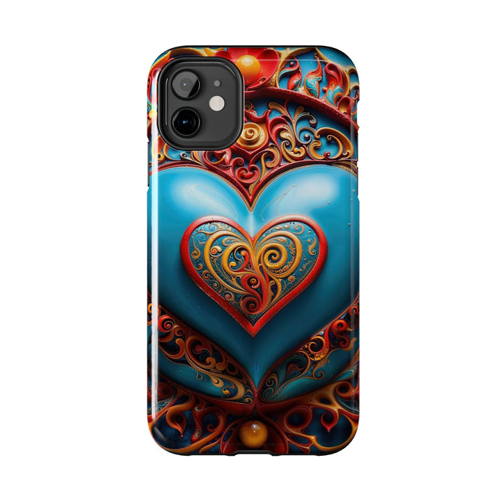 Ornate Heart Mandala - Tough Phone Case - Phone Case - g(0D·IO) - iPhone 13 Mini - -