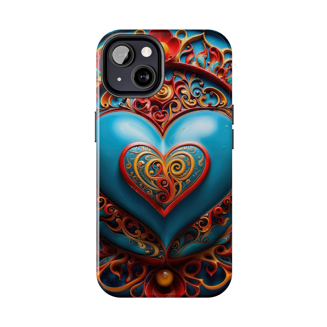 Ornate Heart Mandala - Tough Phone Case - Phone Case - g(0D·IO) - iPhone 13 Mini - -