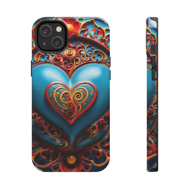 Ornate Heart Mandala - Tough Phone Case - Phone Case - g(0D·IO) - iPhone 14 Plus - -