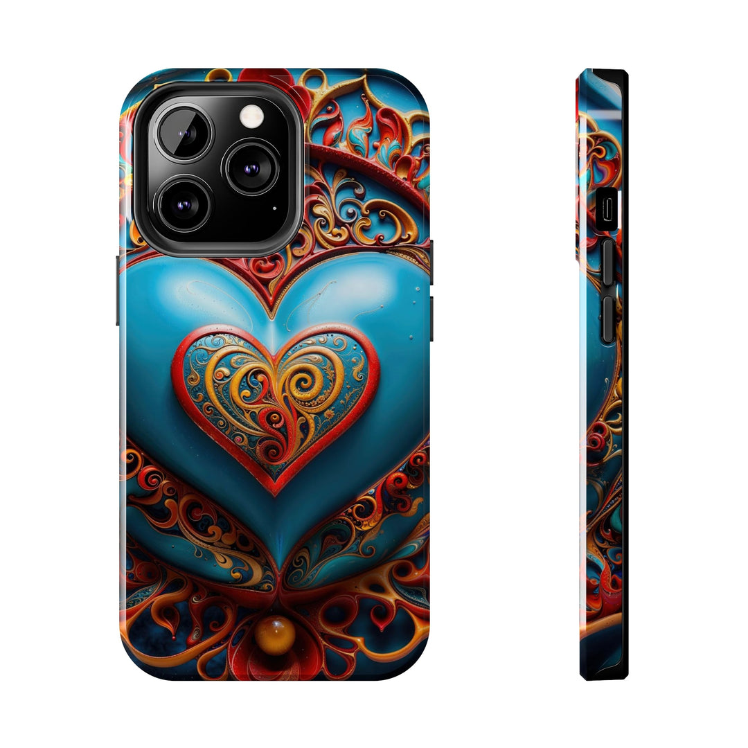 Ornate Heart Mandala - Tough Phone Case - Phone Case - g(0D·IO) - iPhone 13 Pro - -