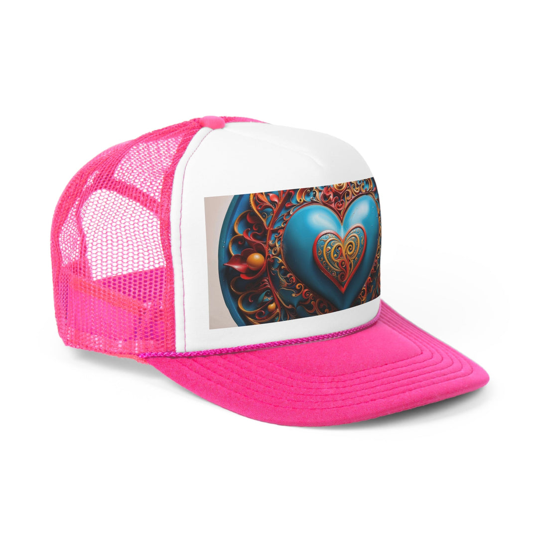 Ornate Heart Mandala - Trucker Hat - Hats - g(0D·IO) - Pink - One size -