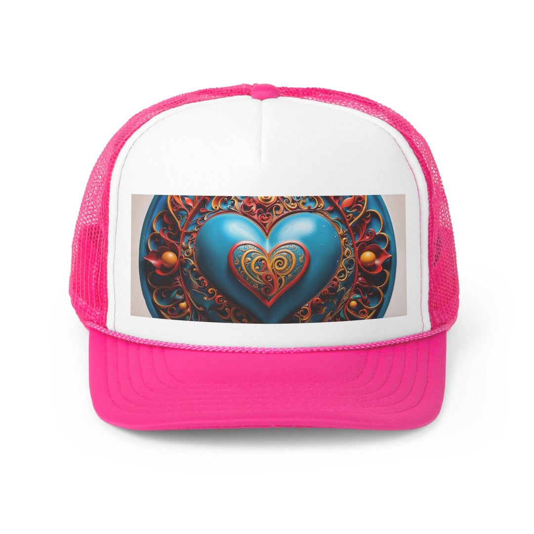 Ornate Heart Mandala - Trucker Hat - Hats - g(0D·IO) - Pink - One size -