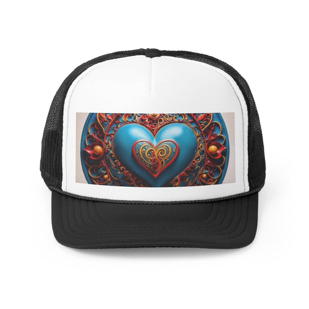 Ornate Heart Mandala - Trucker Hat - Hats - g(0D·IO) - Black - One size -