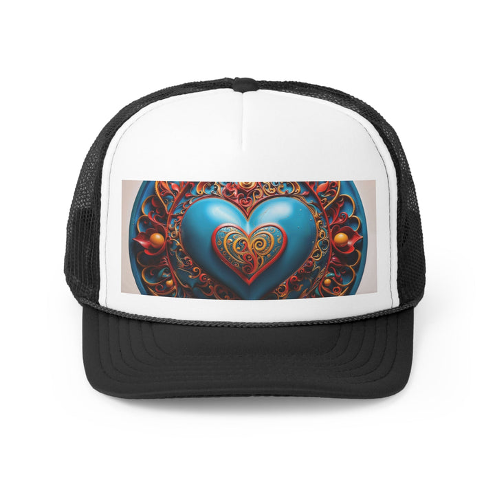 Ornate Heart Mandala - Trucker Hat - Hats - g(0D·IO) - Black - One size -