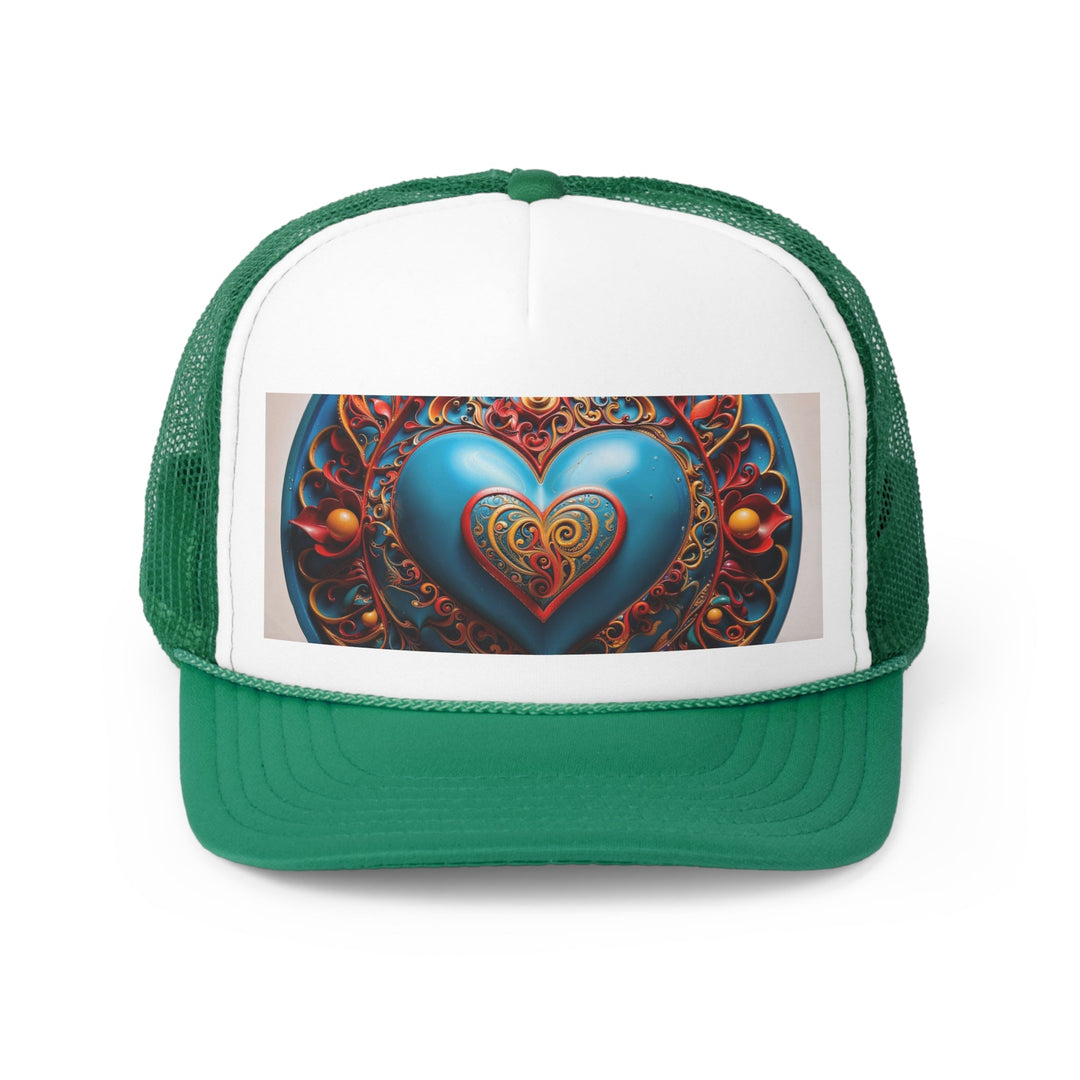 Ornate Heart Mandala - Trucker Hat - Hats - g(0D·IO) - Green - One size -