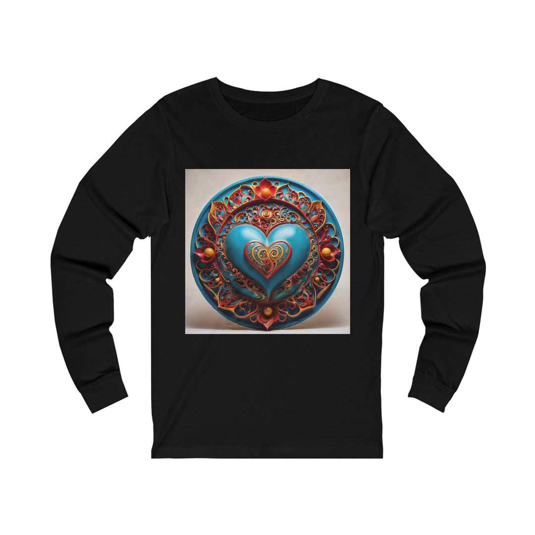 Ornate Heart Mandala - Unisex Jersey Long Sleeve Tee - Long-sleeve - g(0D·IO) - S - Black -