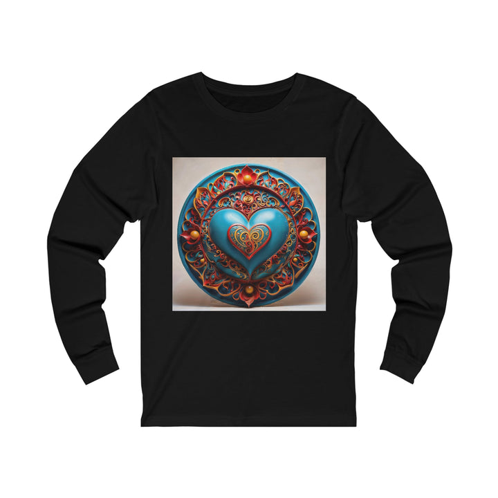 Ornate Heart Mandala - Unisex Jersey Long Sleeve Tee - Long-sleeve - g(0D·IO) - S - Black -