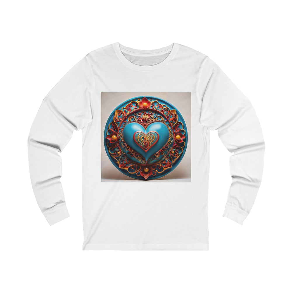 Ornate Heart Mandala - Unisex Jersey Long Sleeve Tee - Long-sleeve - g(0D·IO) - S - White -