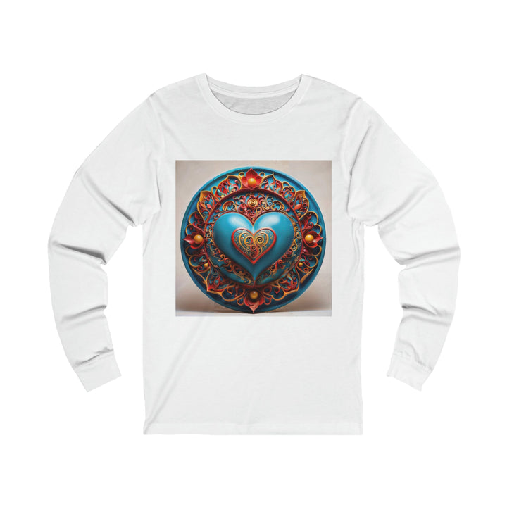 Ornate Heart Mandala - Unisex Jersey Long Sleeve Tee - Long-sleeve - g(0D·IO) - S - White -