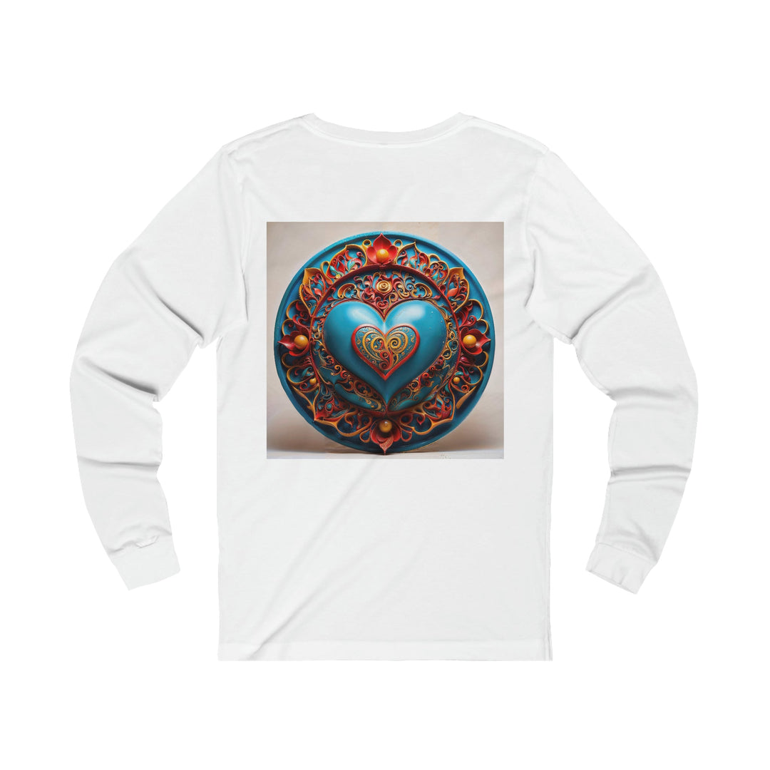 Ornate Heart Mandala - Unisex Jersey Long Sleeve Tee - Long-sleeve - g(0D·IO) - S - Heather Forest -