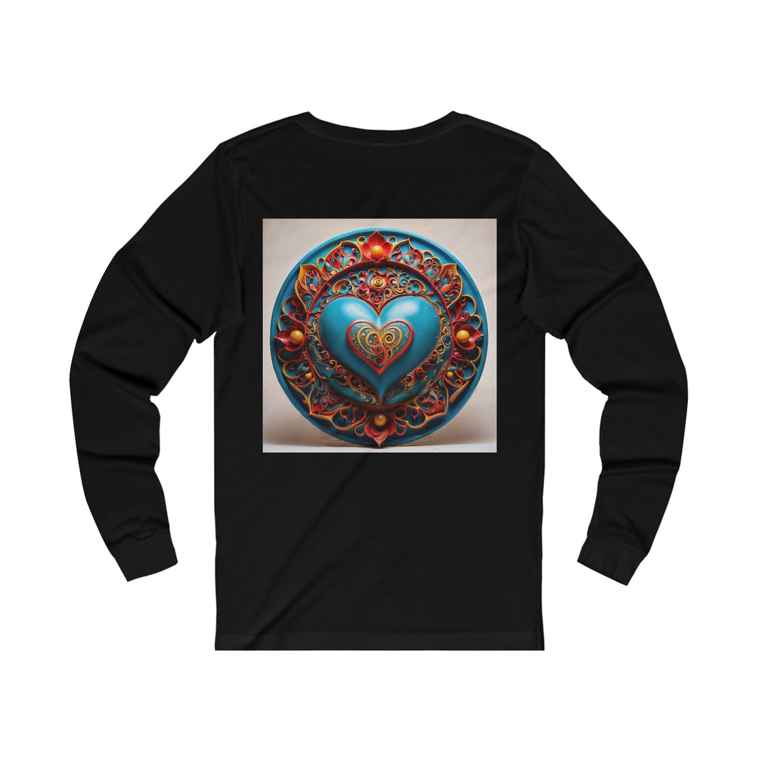 Ornate Heart Mandala - Unisex Jersey Long Sleeve Tee - Long-sleeve - g(0D·IO) - S - Heather Forest -