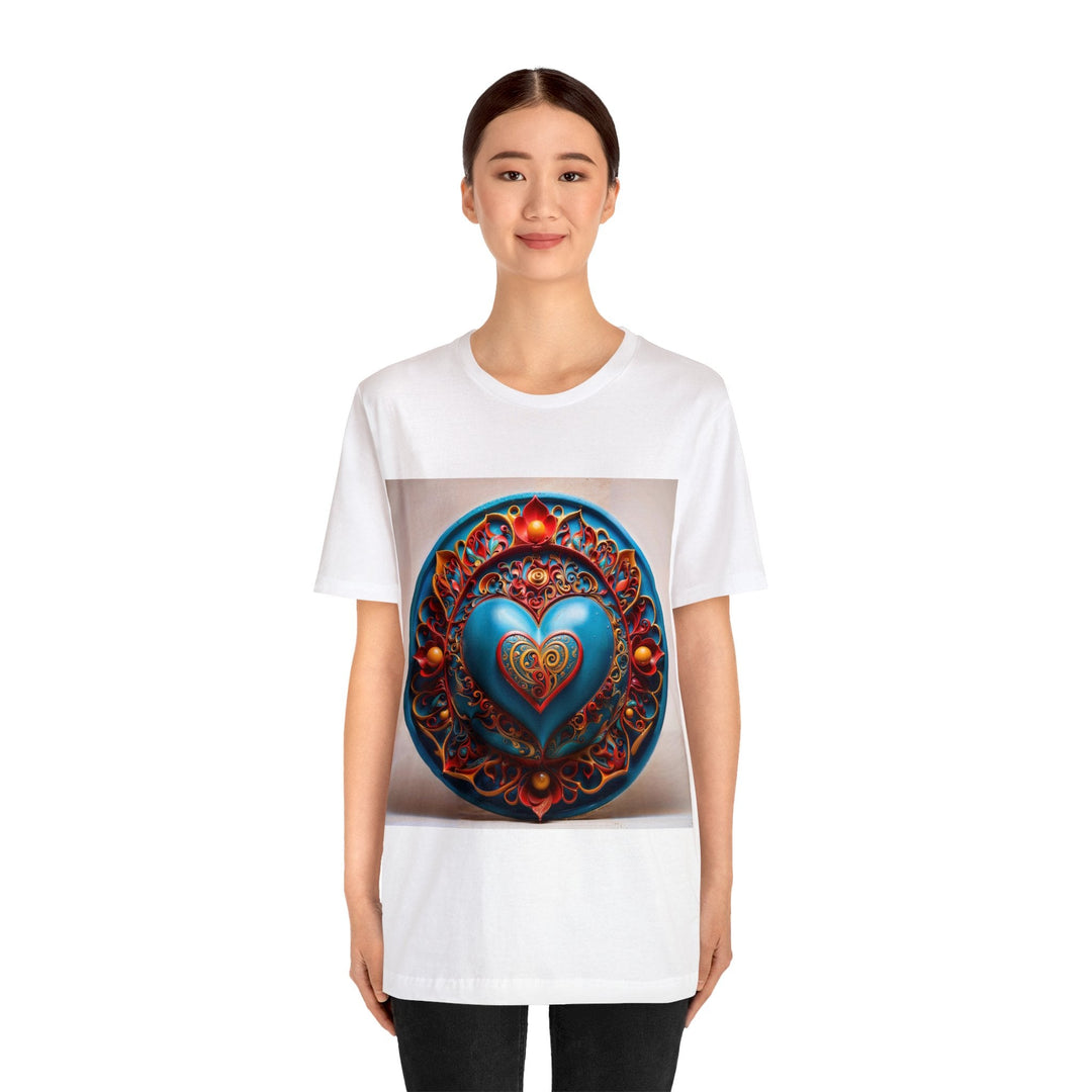 Ornate Heart Mandala - Unisex Jersey Short Sleeve Tee - T-Shirt - g(0D·IO) - Black - S -
