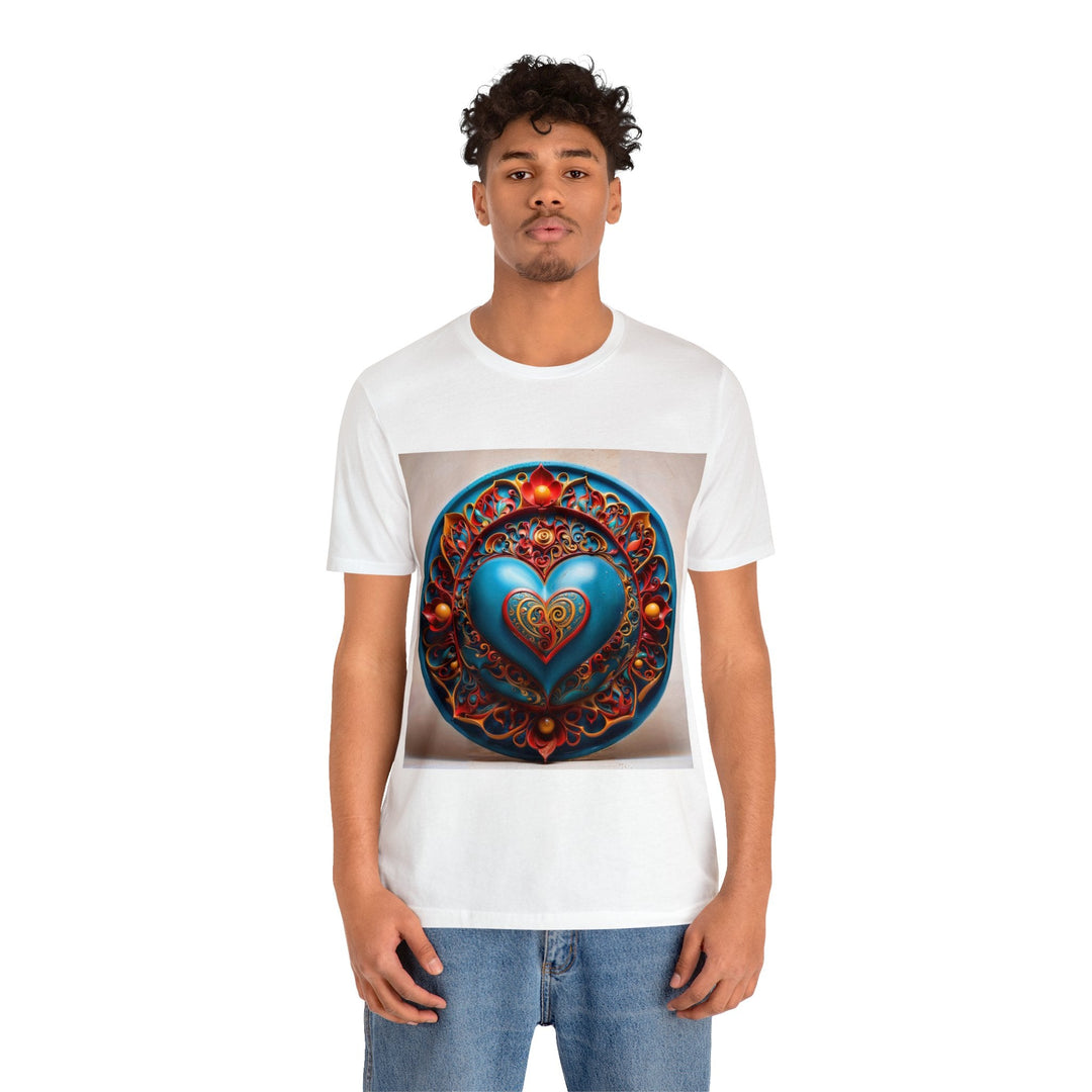 Ornate Heart Mandala - Unisex Jersey Short Sleeve Tee - T-Shirt - g(0D·IO) - Black - S -