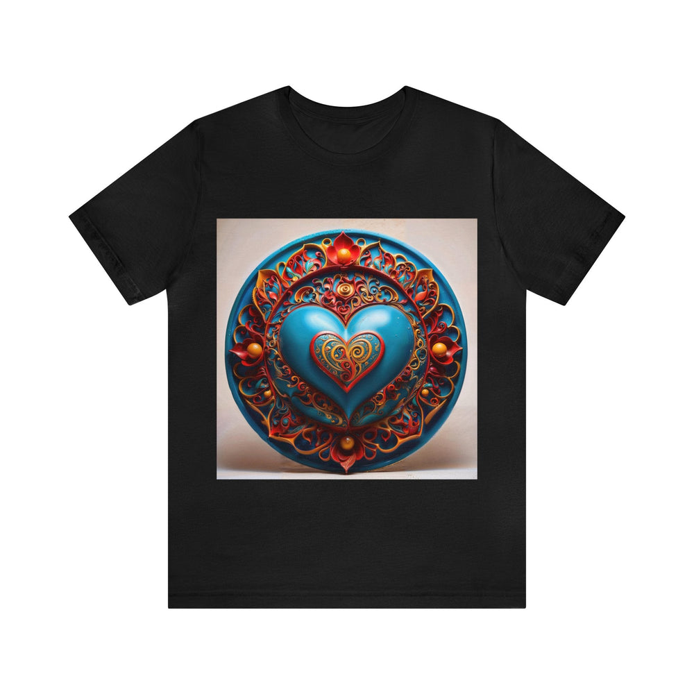 Ornate Heart Mandala - Unisex Jersey Short Sleeve Tee - T-Shirt - g(0D·IO) - Black - S -