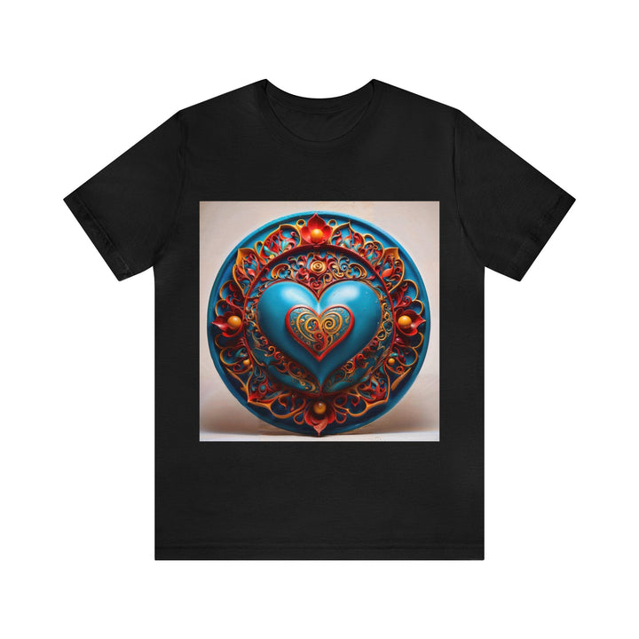 Ornate Heart Mandala - Unisex Jersey Short Sleeve Tee - T-Shirt - g(0D·IO) - Black - S -