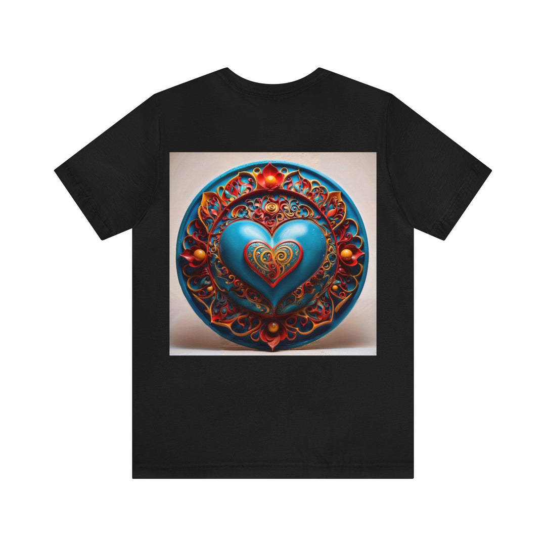 Ornate Heart Mandala - Unisex Jersey Short Sleeve Tee - T-Shirt - g(0D·IO) - Black - S -