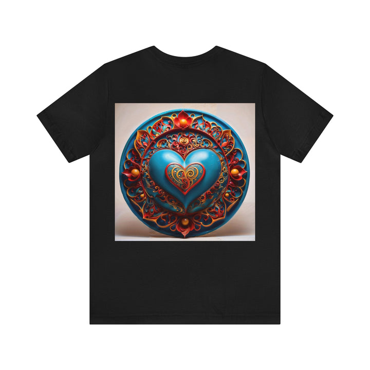 Ornate Heart Mandala - Unisex Jersey Short Sleeve Tee - T-Shirt - g(0D·IO) - Black - S -