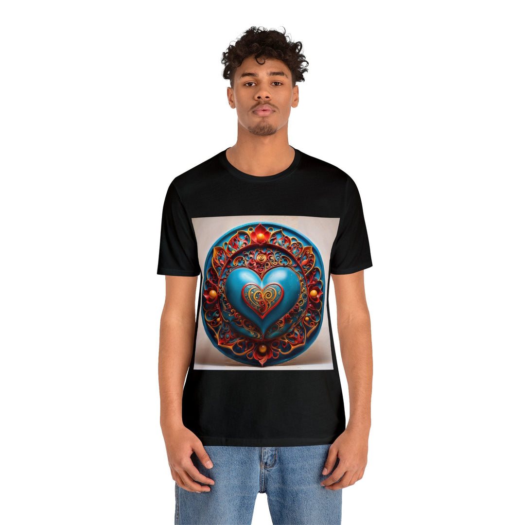 Ornate Heart Mandala - Unisex Jersey Short Sleeve Tee - T-Shirt - g(0D·IO) - Black - S -